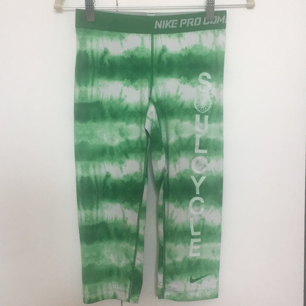 SoulCycle Green/White Tie-Dye Capris | Sz S